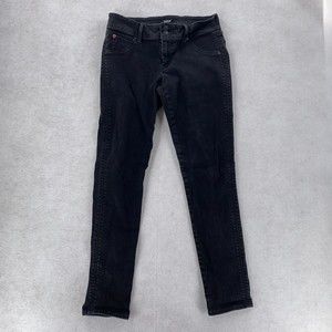 Hudson Skinny Jeans Black Mid Rise Charcoal Wash Stretch 5-Pocket Denim Women 30